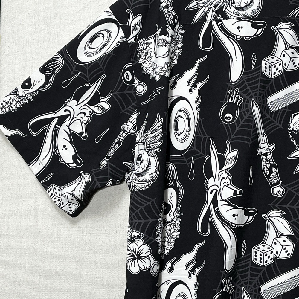 Dixxon Flannel‎ Co Rat Rod Skull Button Up Shirt 4X Black Short Sleeve - Picture 15 of 15